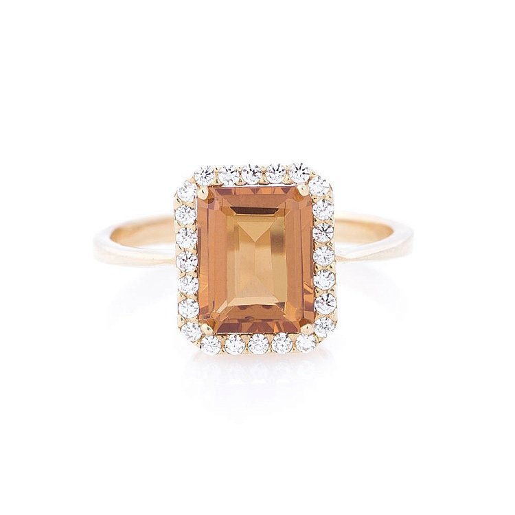 Золота каблучка з діаспорою і фіанітами к04881 від ювелірного магазину Онікс - 2