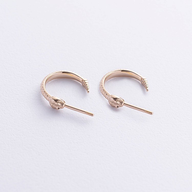 Серьги - пусеты "Гремучие змеи" в желтом золоте с09078 от ювелирного магазина Оникс - 6