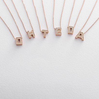 Кольє з буквою "Р" в червоному золоті (фіаніти) кол01255Р №2