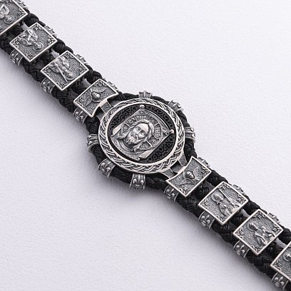 Срібний браслет "Спас Нерукотворний" (ебенове дерево) 1318 №6