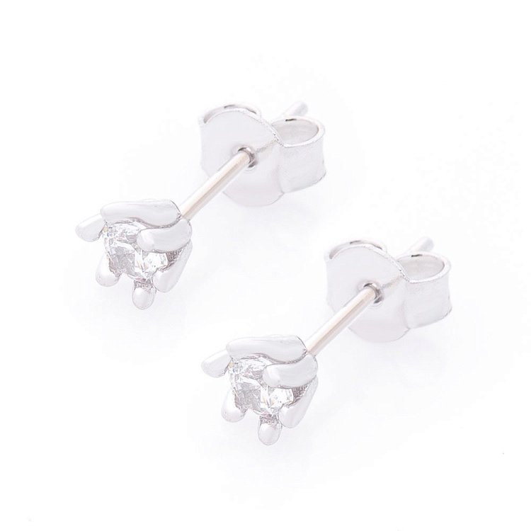 Золоті сережки-пусети з фіанітами с05852 від ювелірного магазину Онікс