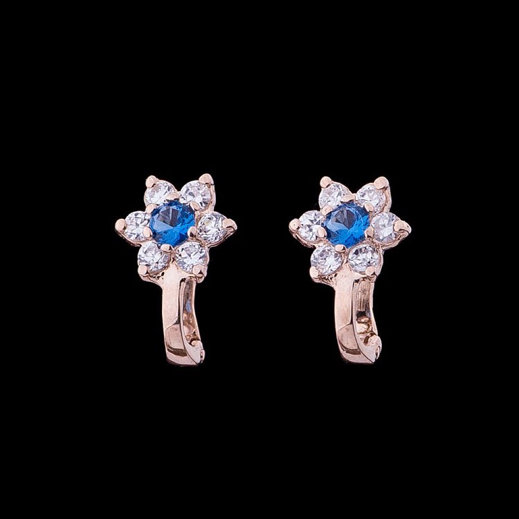 Золоті дитячі сережки з фіанітами с03613 від ювелірного магазину Онікс