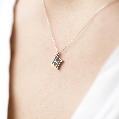 Серебряное колье с буквой Н 18620ч №2