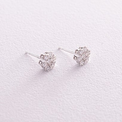 Золотые серьги - пусеты "Цветочки" с бриллиантами сб0413cha №5