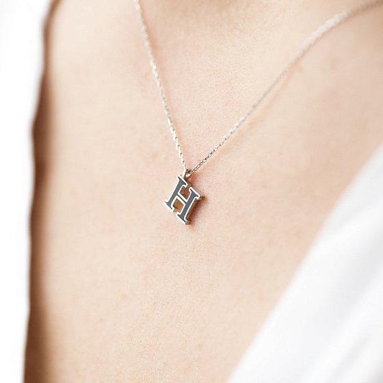 Серебряное колье с буквой Н 18620ч №2