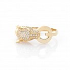 Золотое кольцо "Пантера" с фианитами к05687 от ювелирного магазина Оникс - 2