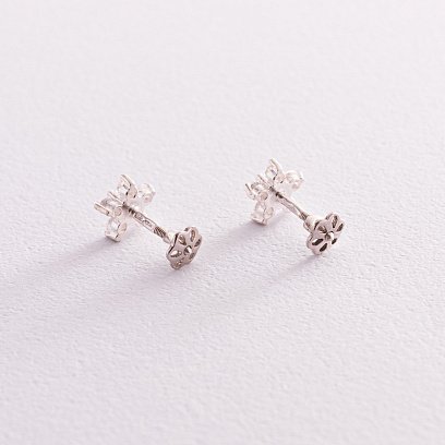 Срібні сережки - пусети "Зірочки" (фіаніти) 121621 №4