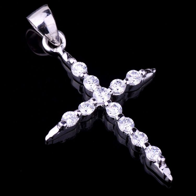 Хрестик з фіанітами (родій) 131997 від ювелірного магазину Онікс - 2