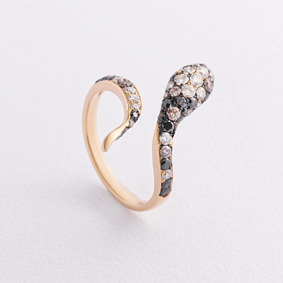 Золота каблучка "Змія" з діамантами кб0609mi