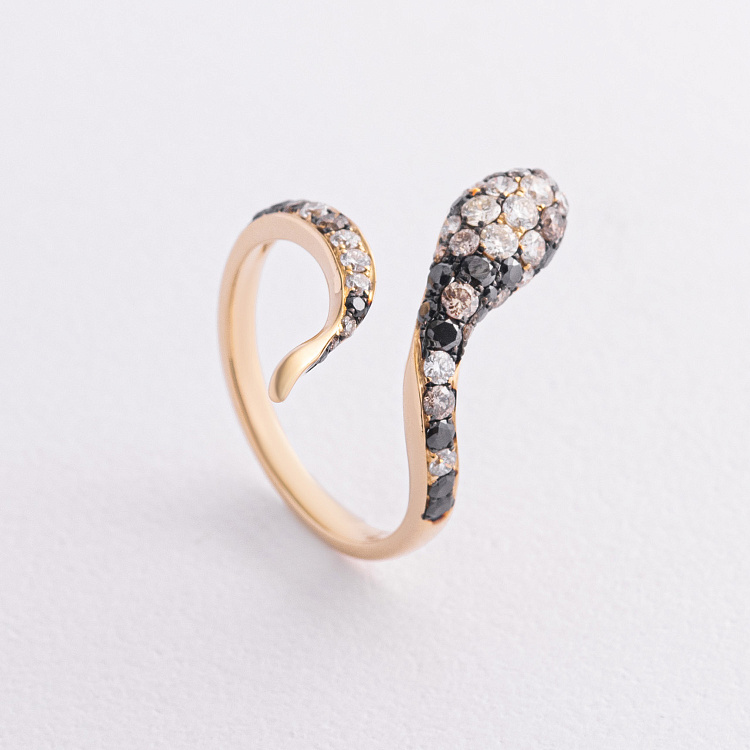 Золота каблучка "Змія" з діамантами кб0609mi від ювелірного магазину Онікс