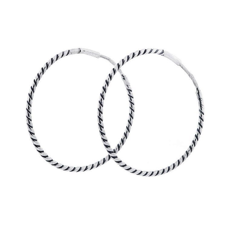 Срібні сережки "Кільця" (4.9 см) с12010а від ювелірного магазину Онікс - 1