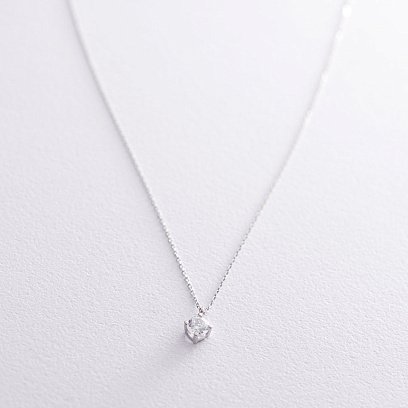 Серебряное колье с одним фианитом 18791