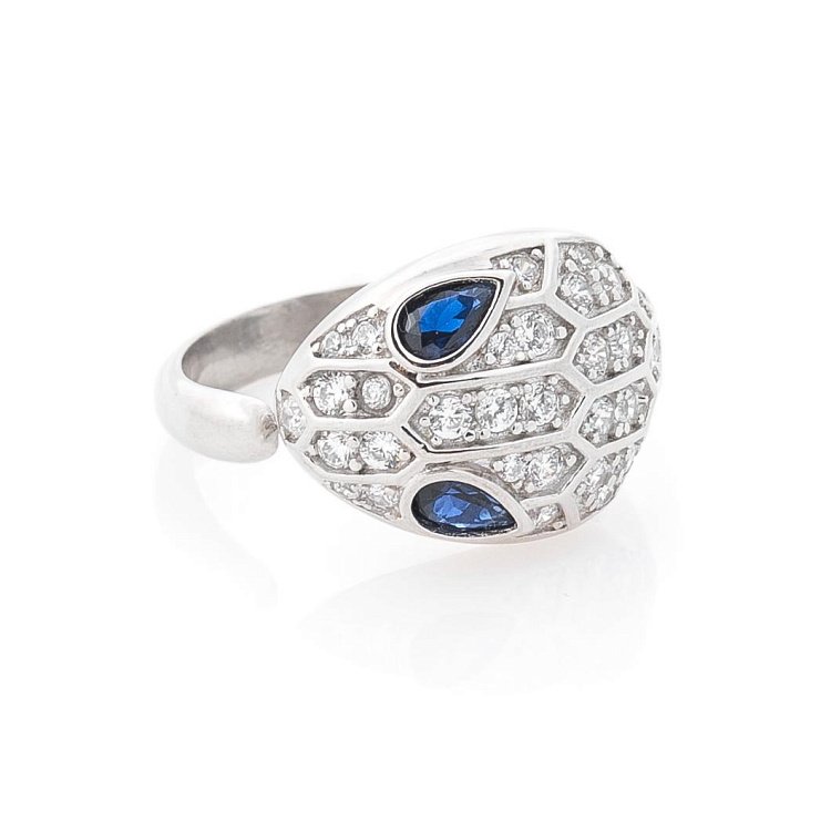 Срібний перстень "Змія" (фіаніти) 112054 від ювелірного магазину Онікс - 1