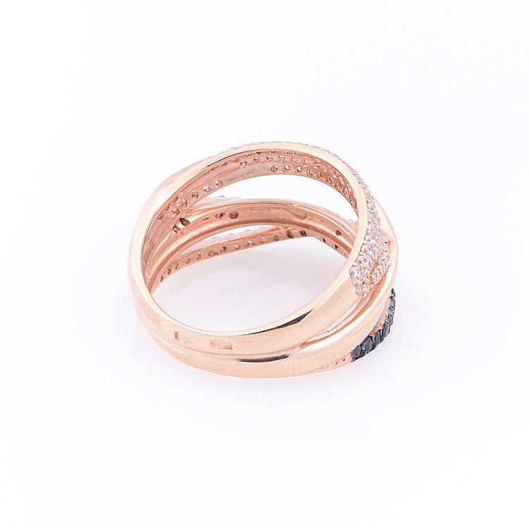 Золота каблучка з фіанітами к222 від ювелірного магазину Онікс - 2