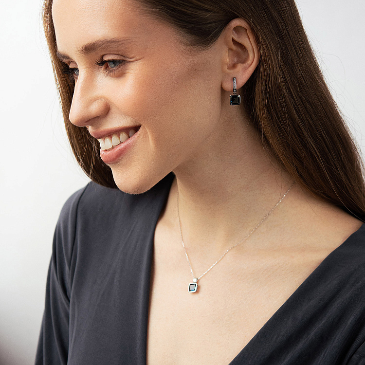 Золоте кольє з діамантами і топазом "Лондон блакитний" колб0195sm від ювелірного магазину Онікс - 7