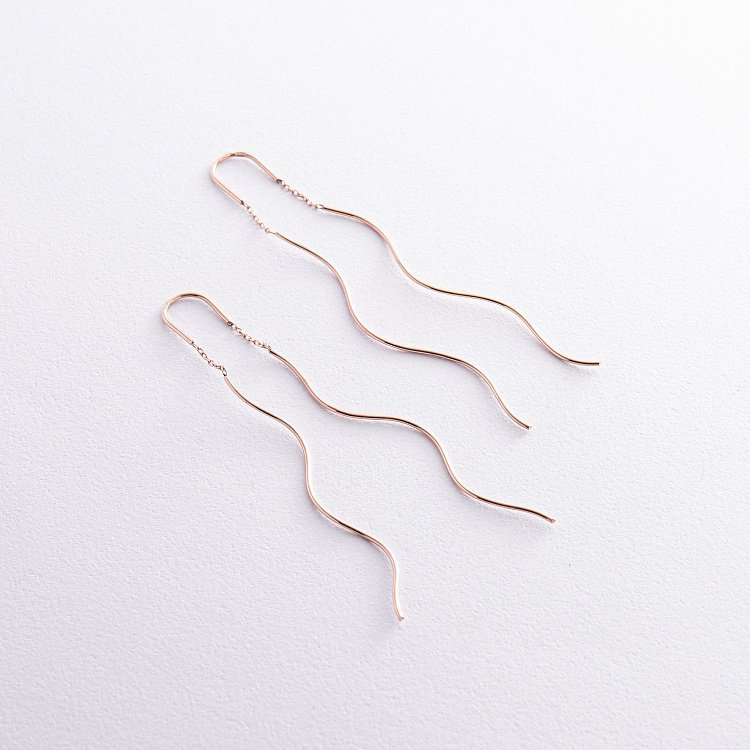 Серьги - протяжки "Завиток" із червоного золота с00945 від ювелірного магазину Онікс