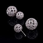 Срібні сережки "Кульки" з фіанітами 121717 от ювелирного магазина Оникс - 1