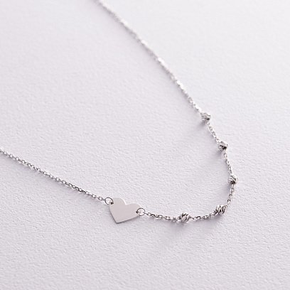 Кольє "Сердечко" у білому золоті кол02352