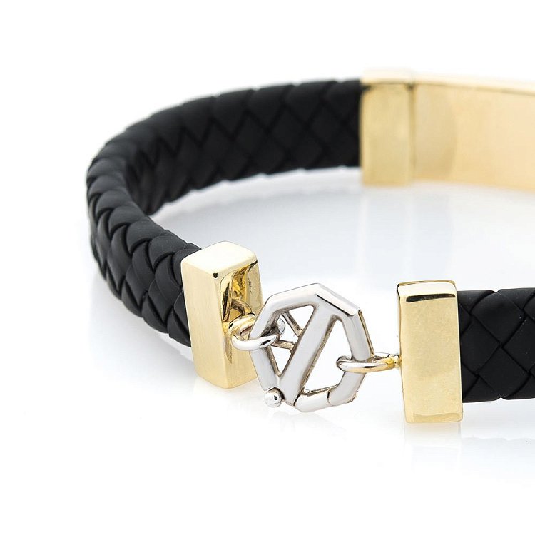 Каучуковий браслет із золотою застібкою і оніксом б03207 від ювелірного магазину Онікс - 2