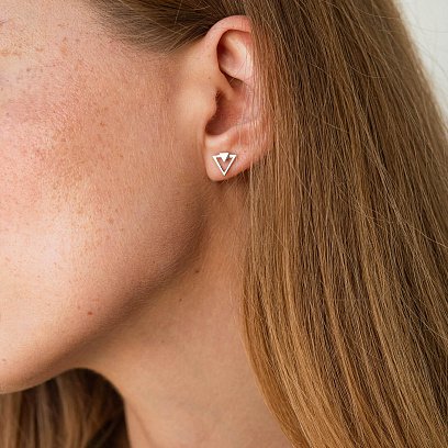 Серьги-пусеты "Треугольники" (белое золото) с06979 №2