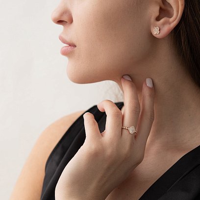 Золотое кольцо "Клевер" (фианиты) к06519 №2