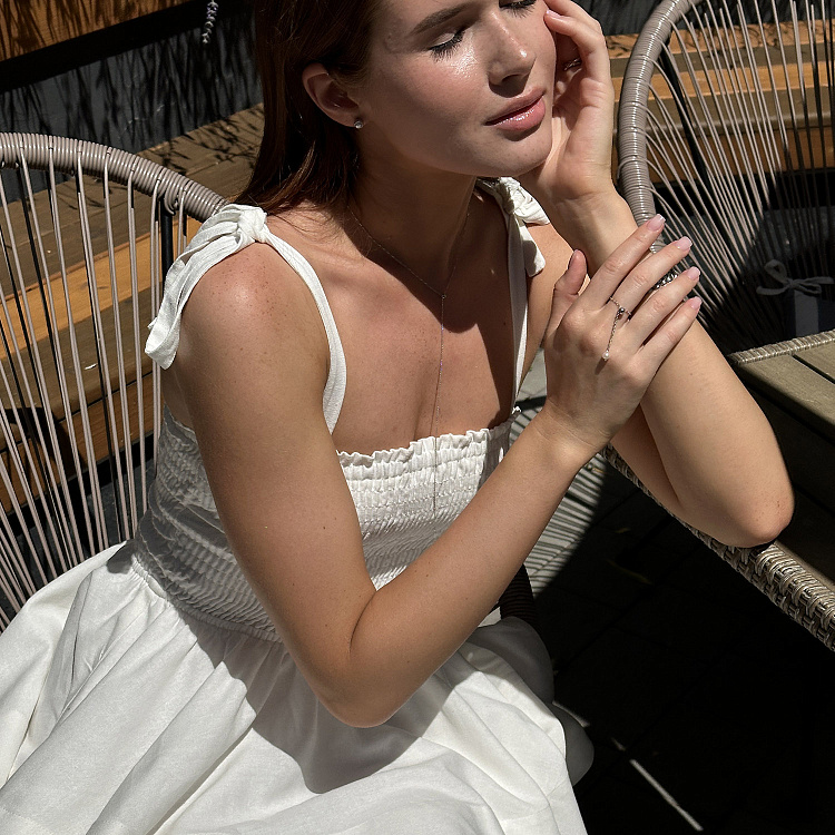 Кольцо "Жемчужина на цепочке" в белом золоте к08347 от ювелирного магазина Оникс - 2