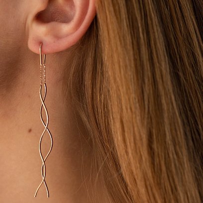 Серьги - протяжки "Завиток" из красного золота с00945 №2