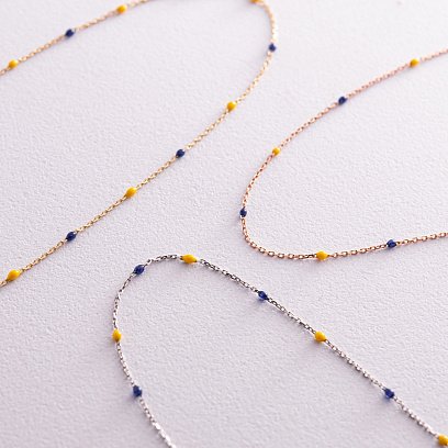 Колье в красном золоте (синяя и желтая эмаль) кол02242 №2