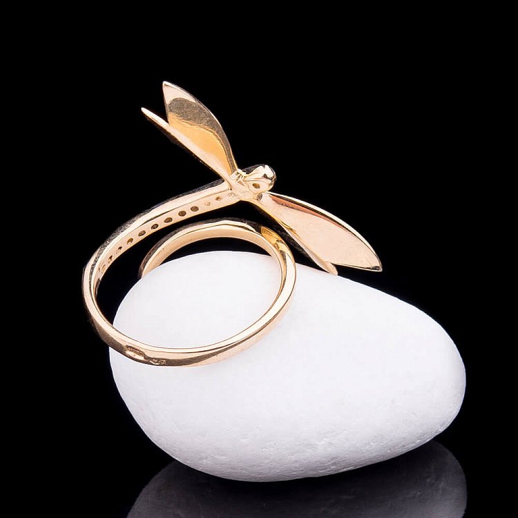 Золотое кольцо с фианитами к03251 от ювелирного магазина Оникс - 3