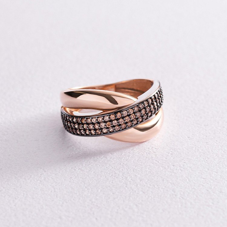 Золота каблучка з жовтими фіанітами к04972 від ювелірного магазину Онікс