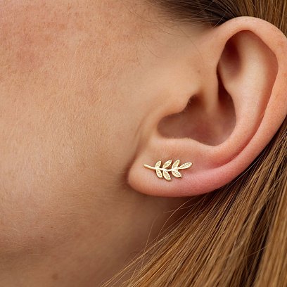 Золоті сережки - пусети "Гілочки" с06736 №3