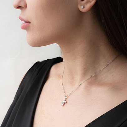 Золотой крестик с бриллиантами пб0215nl №5