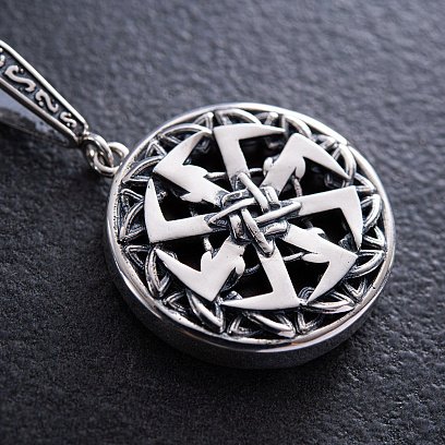 Серебряный кулон "Оберег Коловрат со Звездой Руси" 169 №7