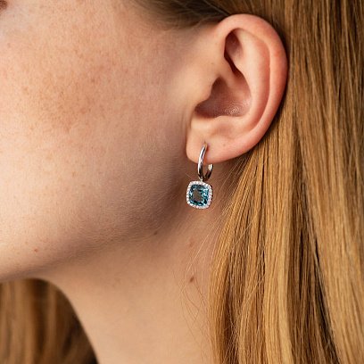 Золотые серьги (топазы "Лондон Блю", бриллианты) сб0517sm №4