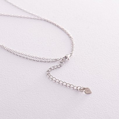 Срібне кольє "Конюшина" (синт. малахіт, фіаніти) 181231 №5