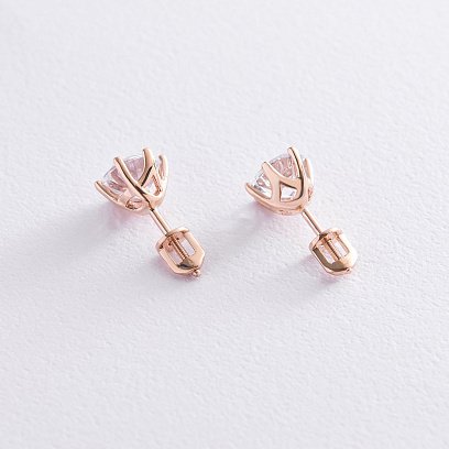 Серьги - пусеты в красном золоте (фианиты) с03343 №2