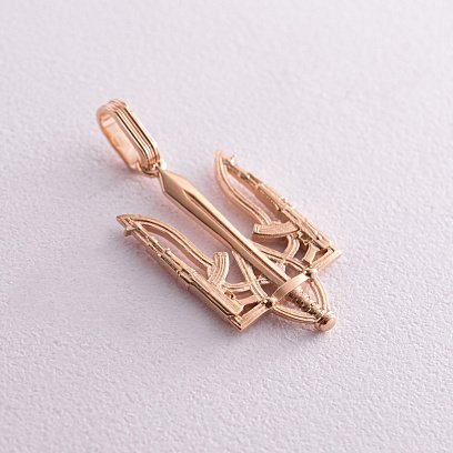 Підвіска "Герб України - Тризуб" у червоному золоті п03721 №3