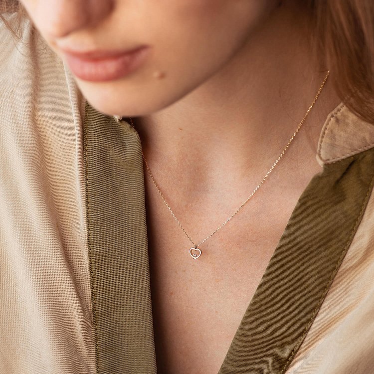 Кольє "Сердечко" у жовтому золоті кол02182 від ювелірного магазину Онікс - 1