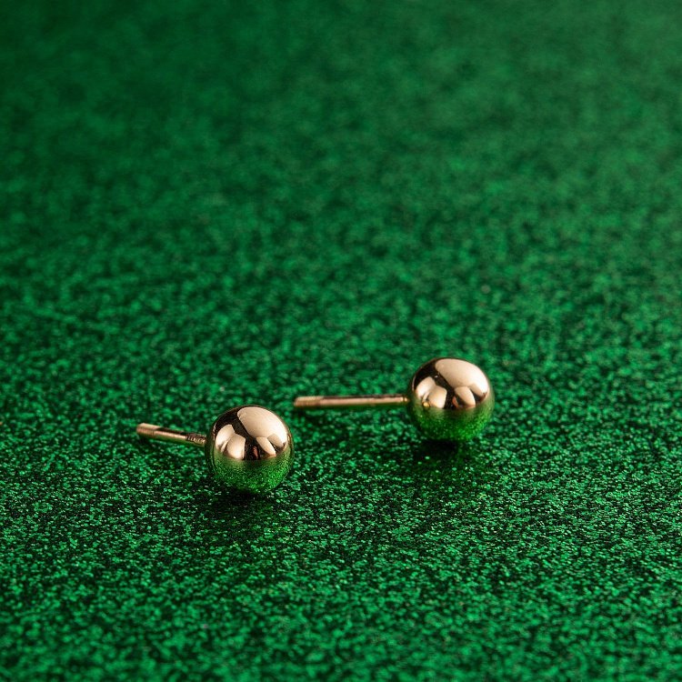 Сережки - пусети "Кульки" в жовтому золоті (0.7 см) с06892 від ювелірного магазину Онікс - 6