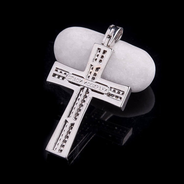 Золотой крестик с фианитами п02204 от ювелирного магазина Оникс - 2