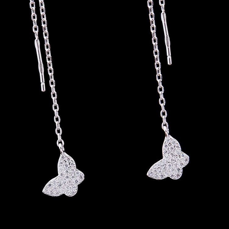 Серебряные серьги "Бабочки" с фианитами 121744 от ювелирного магазина Оникс - 1