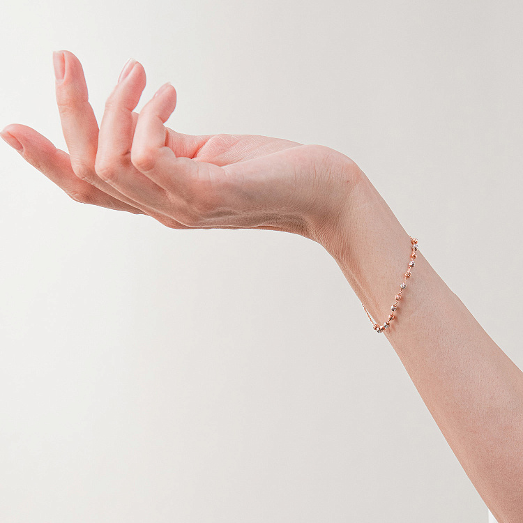 Браслет "Шарики" (красное, белое золото) б05647 от ювелирного магазина Оникс - 1