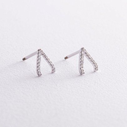 Золоті сережки - пусети "Акцент" з діамантами сб0480м №3