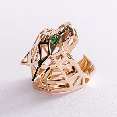 Каблучка "Пантера" в жовтому золоті (фіаніти) к06768