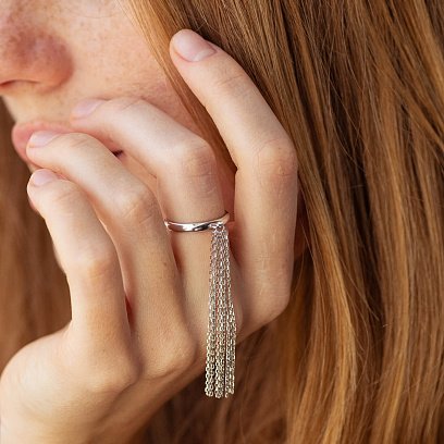 Кольцо с цепочками (белое золото) к07476 №2