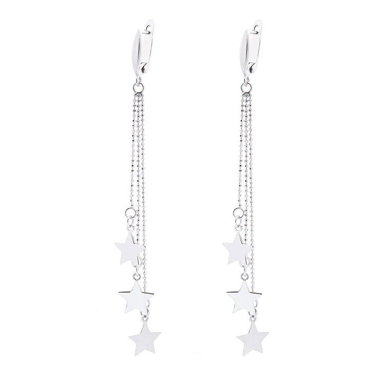 Серебряные серьги со звездочками 122313 от ювелирного магазина Оникс - 1
