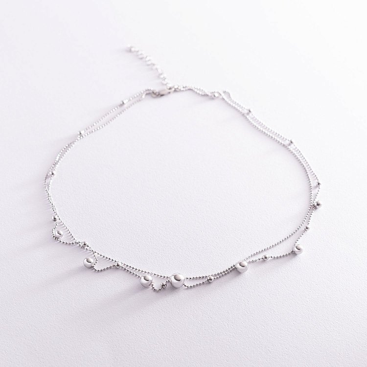 Двойное серебряное колье "Шарики" 181083 от ювелирного магазина Оникс - 6