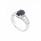 Серебряное кольцо (сапфир, фианиты) 111557 от ювелирного магазина Оникс