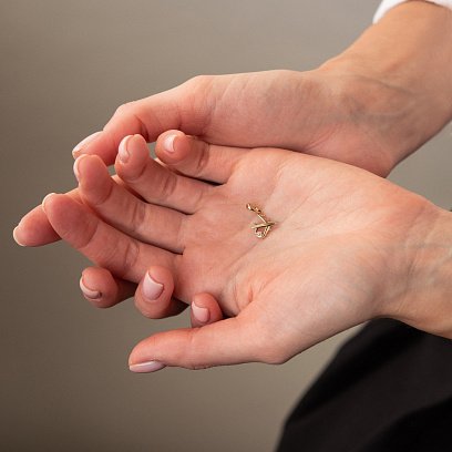 Золотой кулон "Самолетик" с фианитом п03424 №2