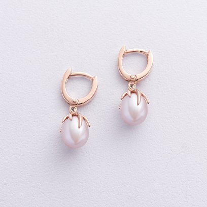 Золотые серьги (культ. пресн. жемчуг) с05190 №5